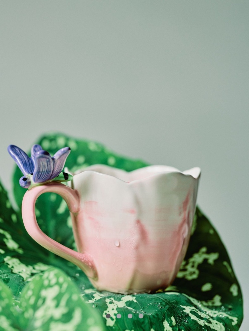 Anthropologie Reed Stoneware Tea Cup | Pink Lotus | NIB